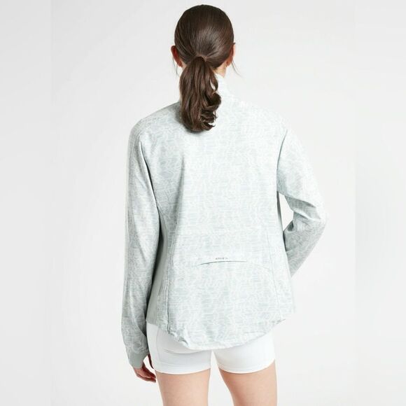 Athleta Run With It Grey Verve Horizon Print Lightweight Zip Front Jacket - Picture 2 of 8